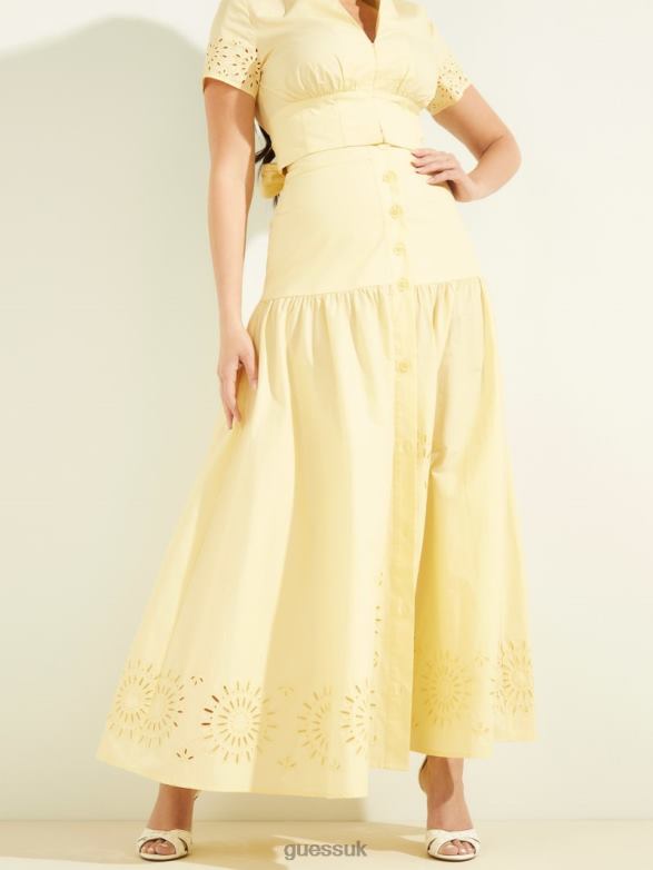 GUESS Women Kaia Poplin Maxi Skirt Cornsilk Apparel V28V62436