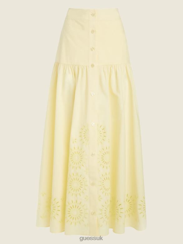 GUESS Women Kaia Poplin Maxi Skirt Cornsilk Apparel V28V62436