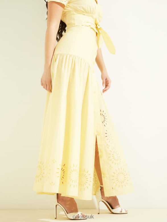 GUESS Women Kaia Poplin Maxi Skirt Cornsilk Apparel V28V62436