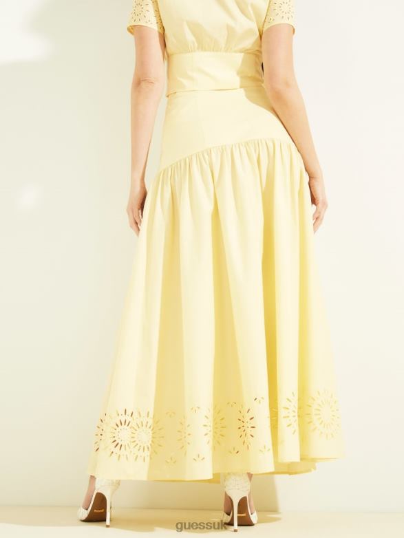 GUESS Women Kaia Poplin Maxi Skirt Cornsilk Apparel V28V62436