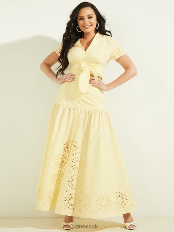 GUESS Women Kaia Poplin Maxi Skirt Cornsilk Apparel V28V62436