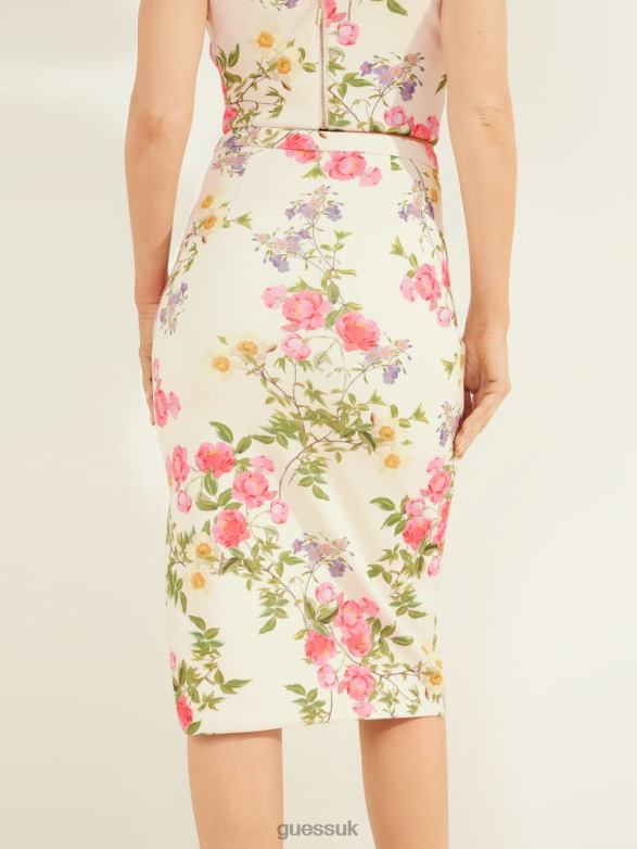 GUESS Women Leonara Pencil Skirt Petal Pose White Apparel V28V62431