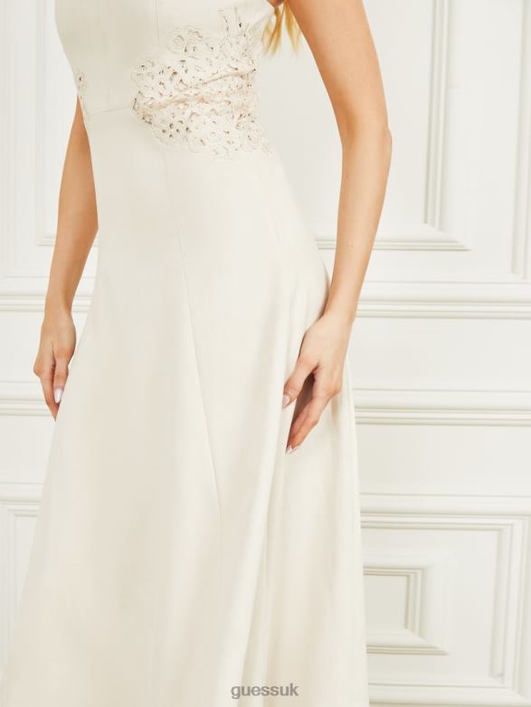 GUESS Women Lorraine Sleeveless Dress Ivory Bone Apparel V28V6437
