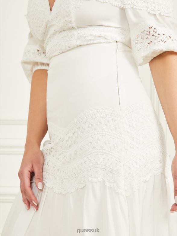 GUESS Women Lou Lou Maxi Skirt Pale Pearl Apparel V28V62226