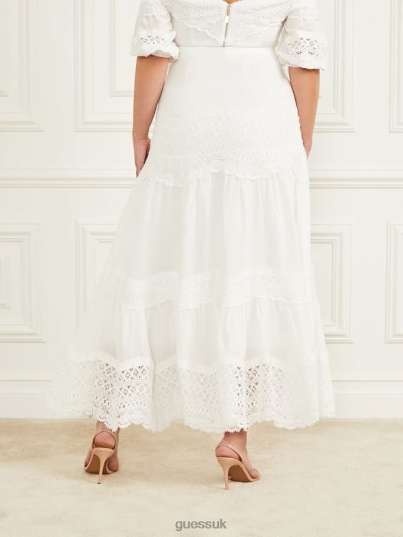 GUESS Women Lou Lou Maxi Skirt Pale Pearl Apparel V28V62226