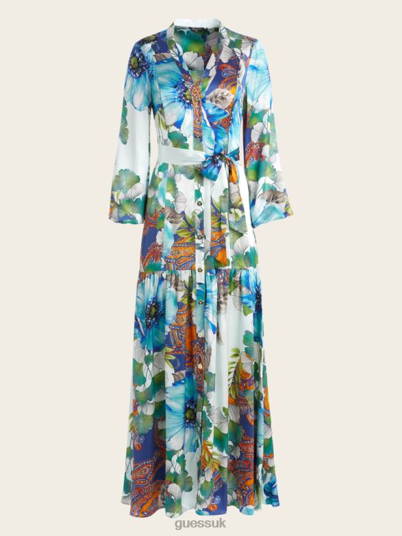 GUESS Women Lucky Charm Silk Maxi Dress Lucky Charm Print Apparel V28V6426