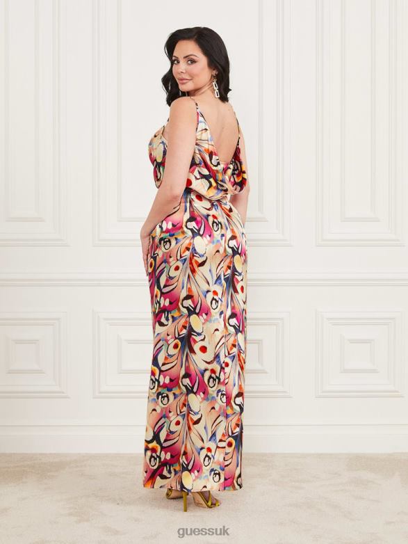 GUESS Women Madelyn Silk Maxi Dress Wonderland Print Apparel V28V6515