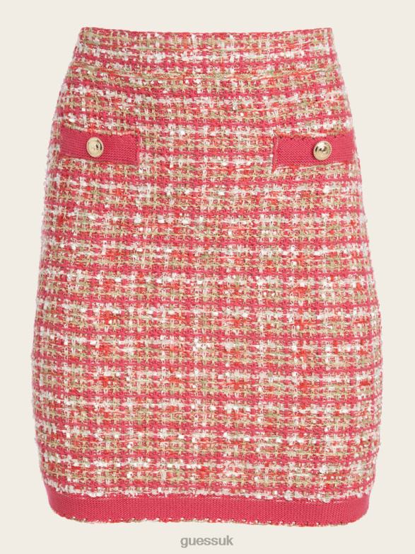 GUESS Women Mariah Tweed Skirt Coral Peonie Tweed Apparel V28V62134