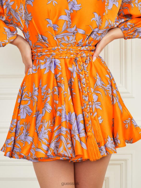 GUESS Women Maya Wrap Dress Sunburst Orange Apparel V28V6480