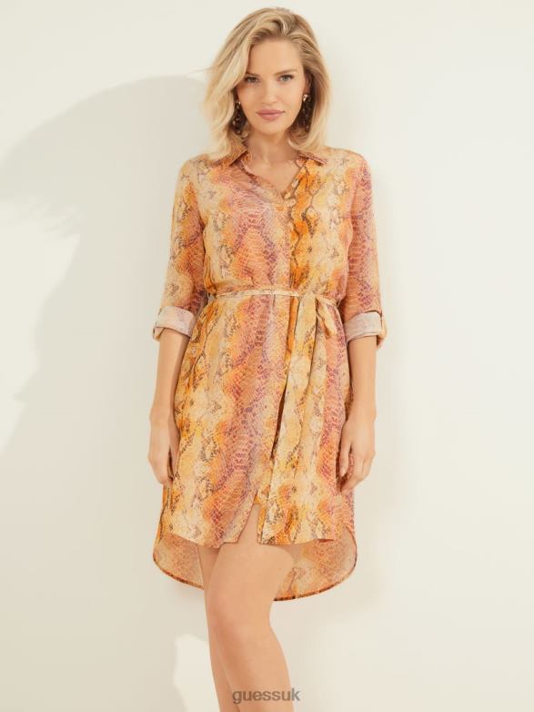 GUESS Women Next Level Silk Shirt Dress Sonora Skin Apparel V28V6780