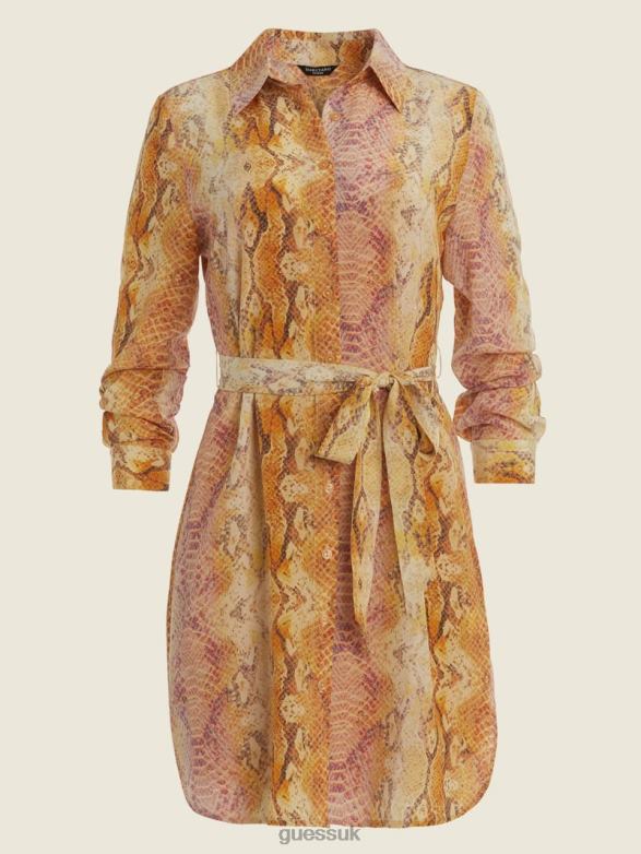 GUESS Women Next Level Silk Shirt Dress Sonora Skin Apparel V28V6780