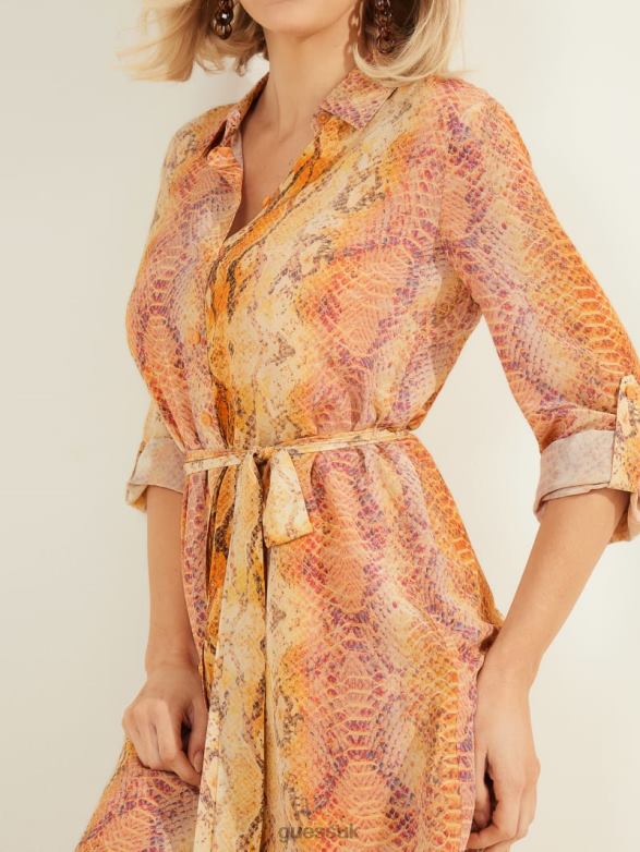 GUESS Women Next Level Silk Shirt Dress Sonora Skin Apparel V28V6780