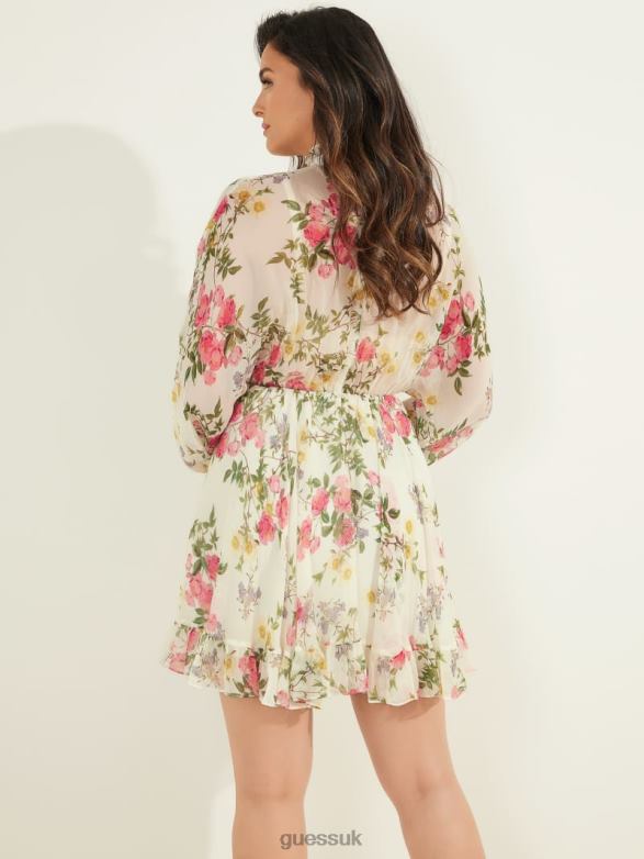 GUESS Women Petal Pose Silk Dress Petal Pose White Apparel V28V6721