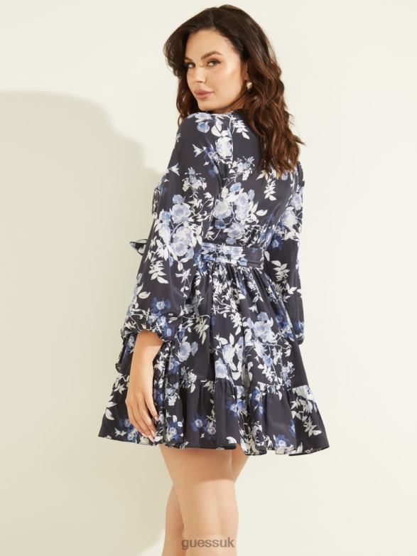 GUESS Women Petal Pose Wrap Dress Petal Pose Indigo Apparel V28V6776
