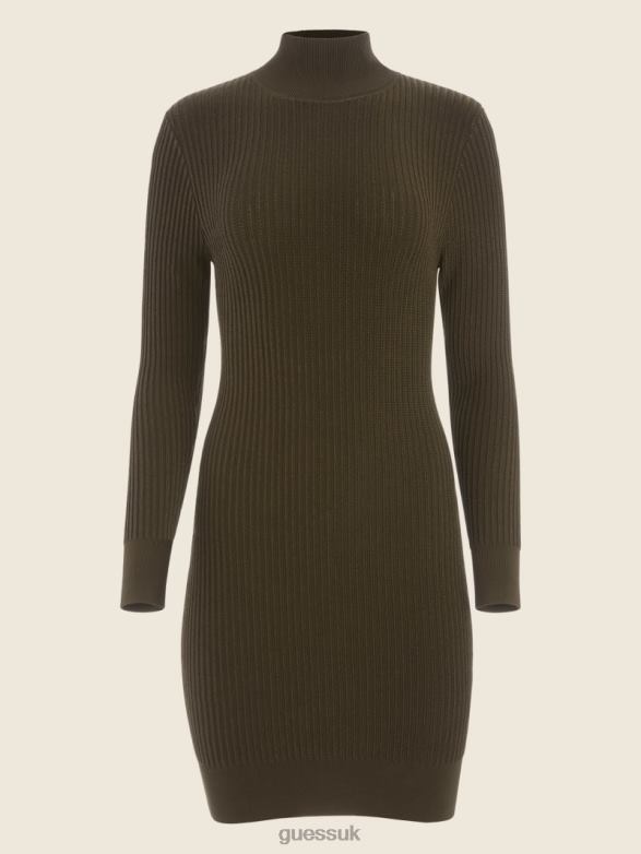 GUESS Women Sabrina Turtleneck Sweater Dress Espresso Brown Apparel V28V6665