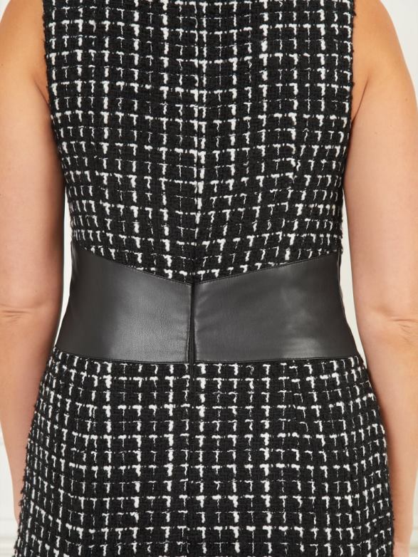 GUESS Women Secret Tweed Pencil Dress Black And White Combo Apparel V28V6527