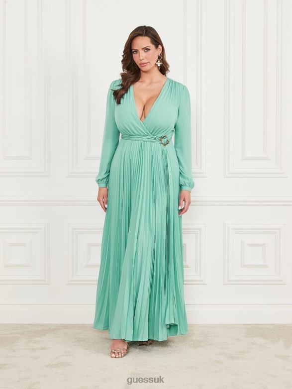 GUESS Women Shamie Maxi Dress Vintage Sky Apparel V28V6543