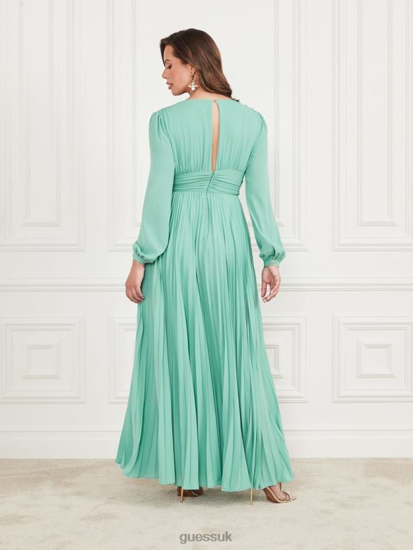 GUESS Women Shamie Maxi Dress Vintage Sky Apparel V28V6543