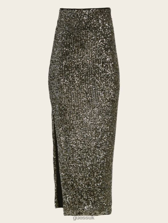 GUESS Women Sparkle in the Dark Skirt Jet Black Multi Apparel V28V62364