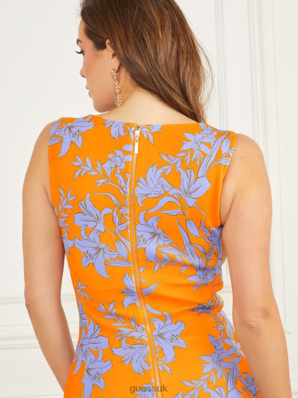 GUESS Women Sunburst Pencil Dress Sunburst Orange Apparel V28V6486