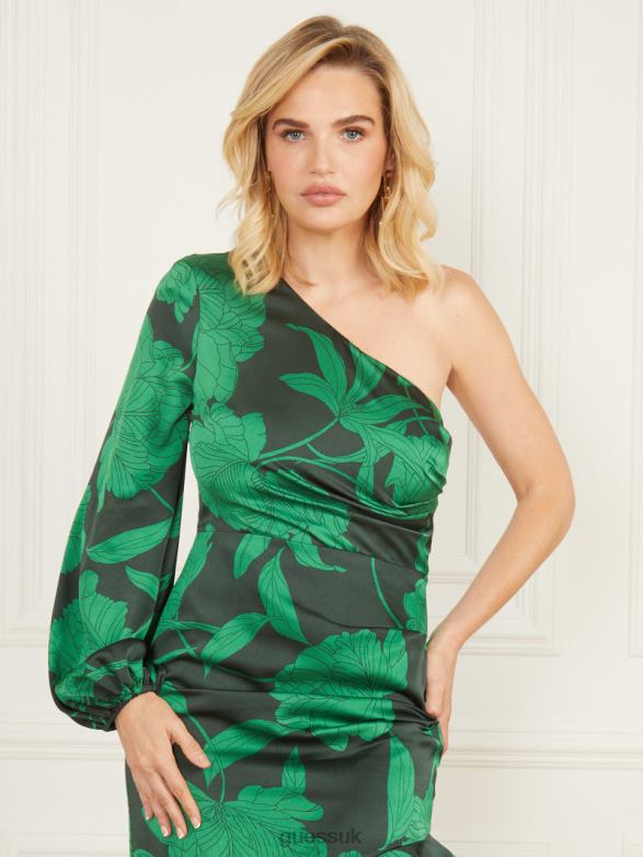 GUESS Women Tricia Ruffle Dress Nostalgia Print Apparel V28V6764