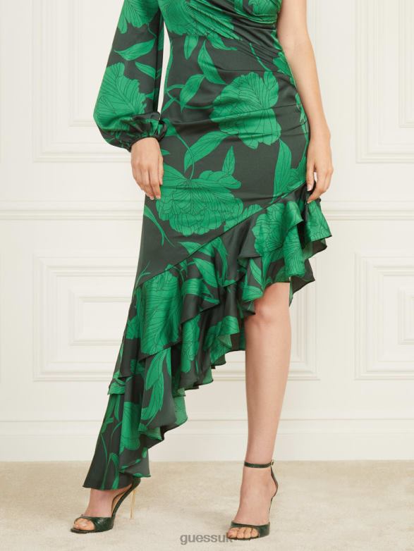 GUESS Women Tricia Ruffle Dress Nostalgia Print Apparel V28V6764