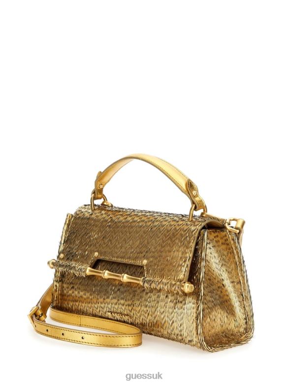 GUESS Women Alia Textured Satchel Silver/Gold Bags V28V63273