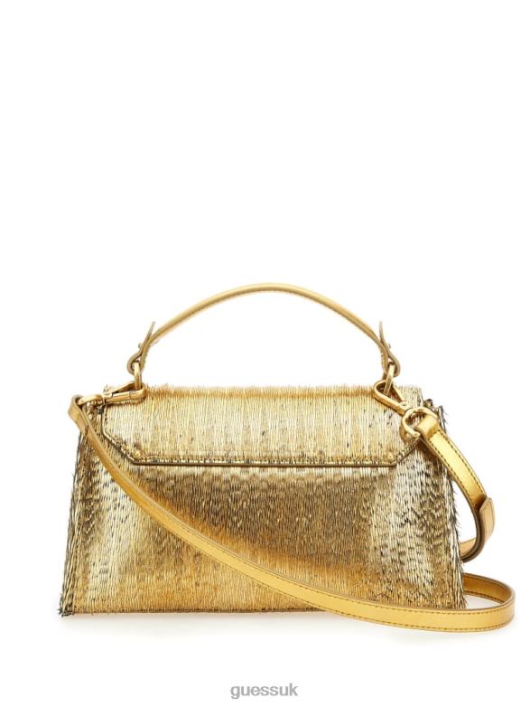 GUESS Women Alia Textured Satchel Silver/Gold Bags V28V63273