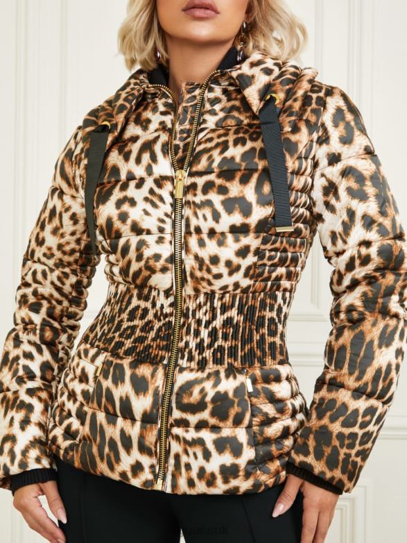 GUESS Women Annie Printed Puffer Jacket Spellbound Redux Apparel V28V61863