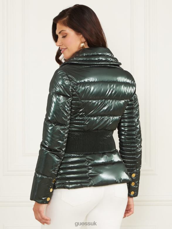 GUESS Women Annie Puffer Jacket Chenille Green Apparel V28V61871