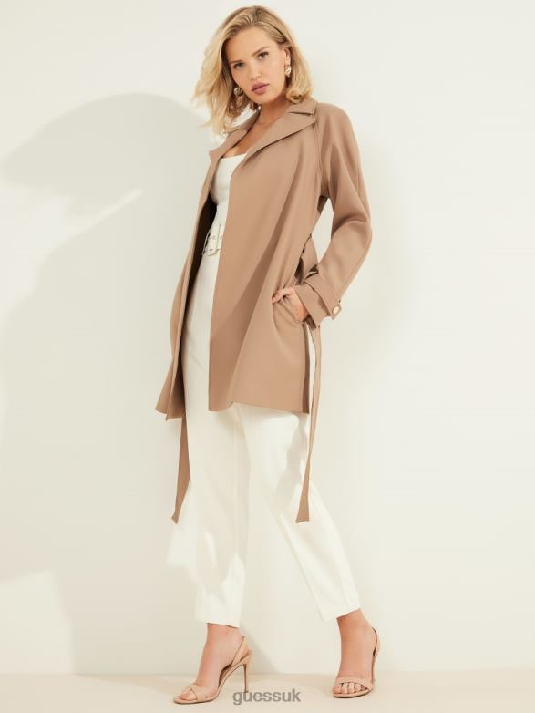 GUESS Women Austin Wrap Coat Shiitake Brown Apparel V28V61956