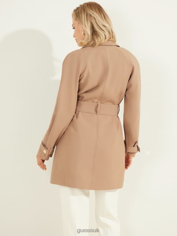 GUESS Women Austin Wrap Coat Shiitake Brown Apparel V28V61956