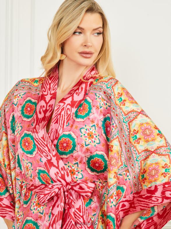 GUESS Women Babylon Satin Kimono Babylon Blanket Print Apparel V28V61766