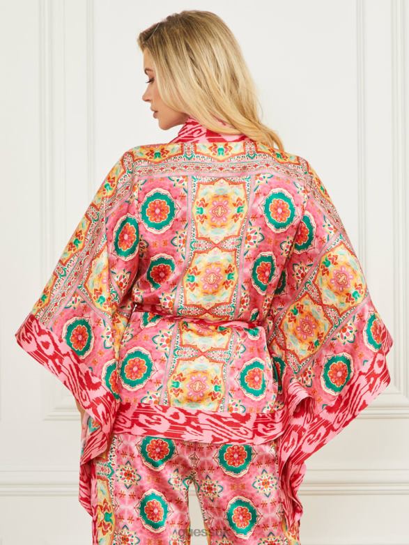GUESS Women Babylon Satin Kimono Babylon Blanket Print Apparel V28V61766