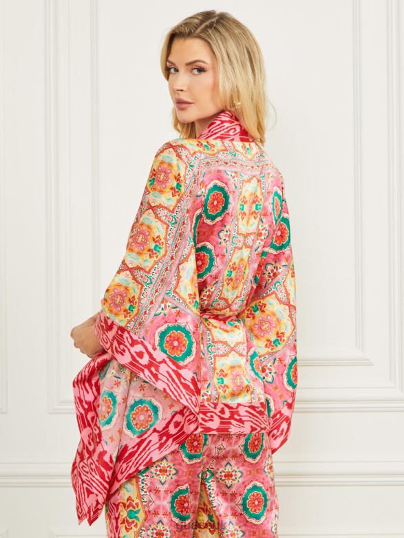 GUESS Women Babylon Satin Kimono Babylon Blanket Print Apparel V28V61766