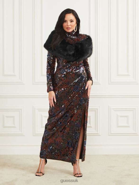 GUESS Women Gwenda Faux-Fur Shawl Scarf Black Apparel V28V61789