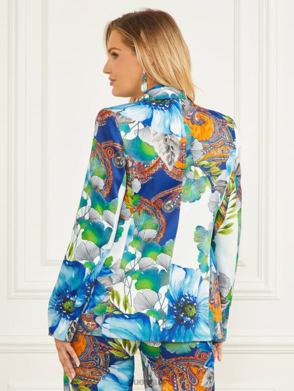 GUESS Women Lucy Printed Blazer Lucky Charm Print Apparel V28V61765