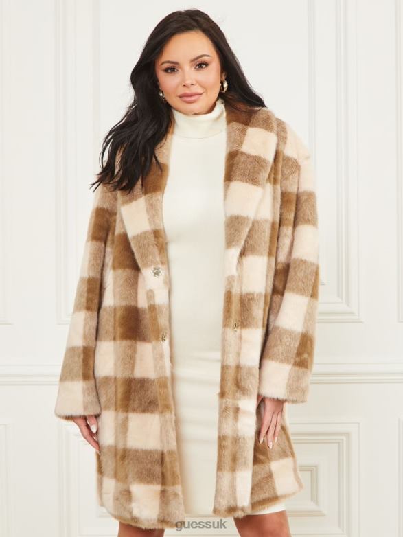 GUESS Women Rochelle Coat Desert Storm And Sugar Sw Apparel V28V61897