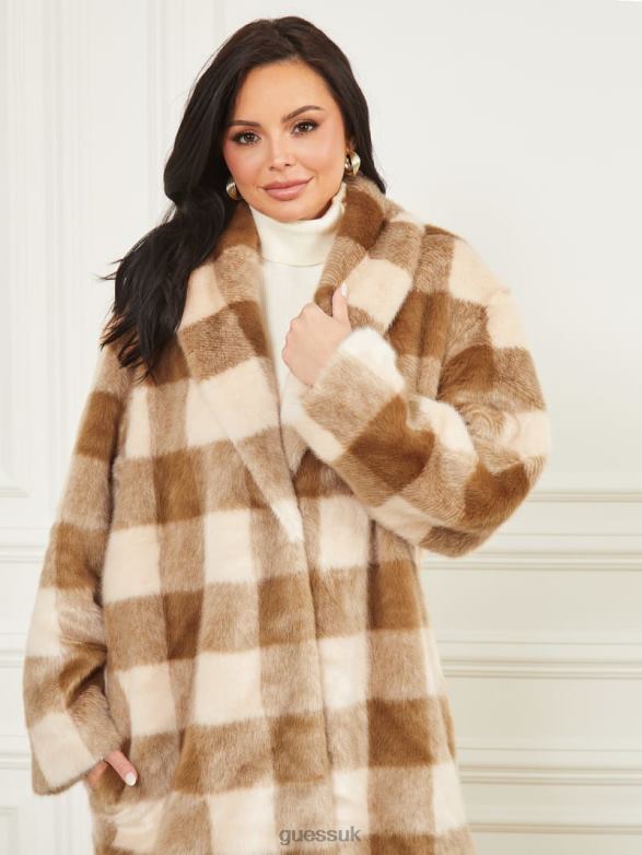 GUESS Women Rochelle Coat Desert Storm And Sugar Sw Apparel V28V61897