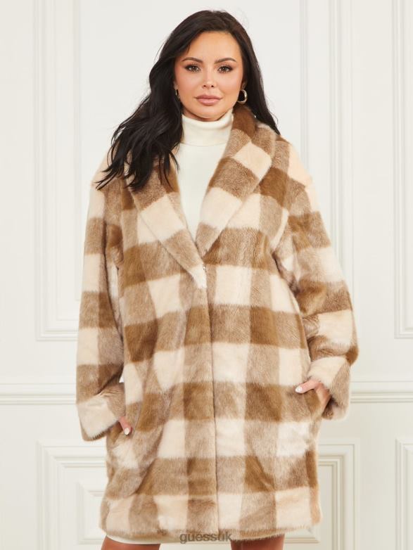 GUESS Women Rochelle Coat Desert Storm And Sugar Sw Apparel V28V61897