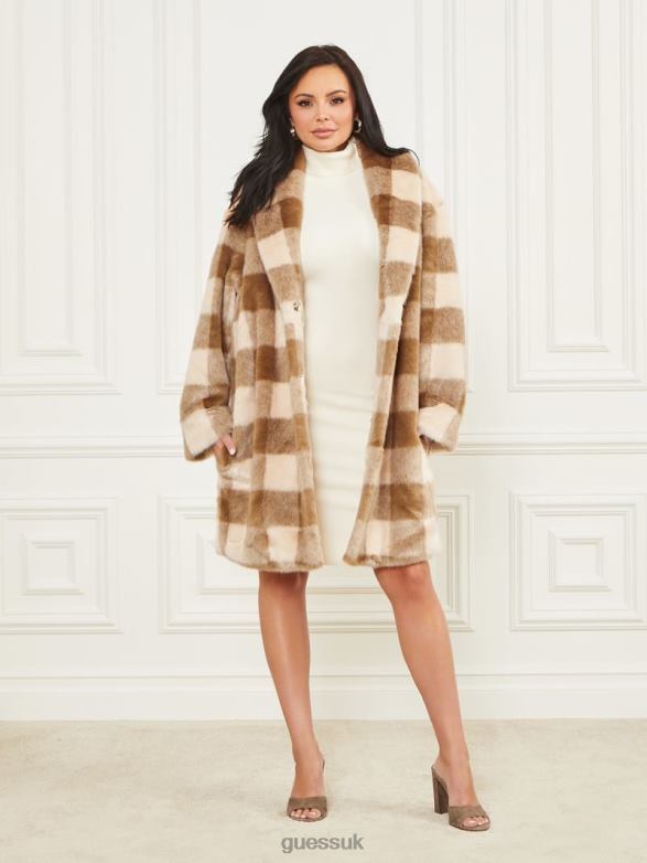 GUESS Women Rochelle Coat Desert Storm And Sugar Sw Apparel V28V61897