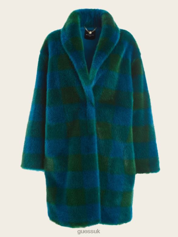 GUESS Women Rochelle Coat Green And Bermuda Blue Apparel V28V61911