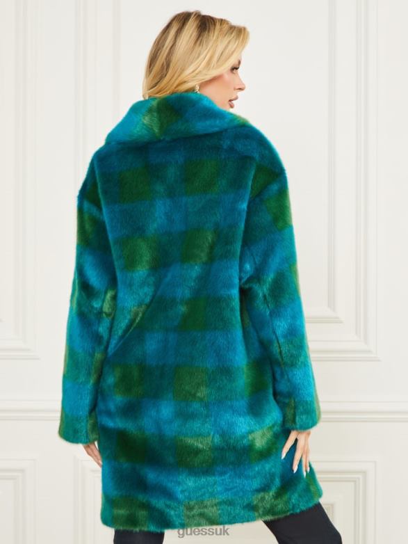 GUESS Women Rochelle Coat Green And Bermuda Blue Apparel V28V61911