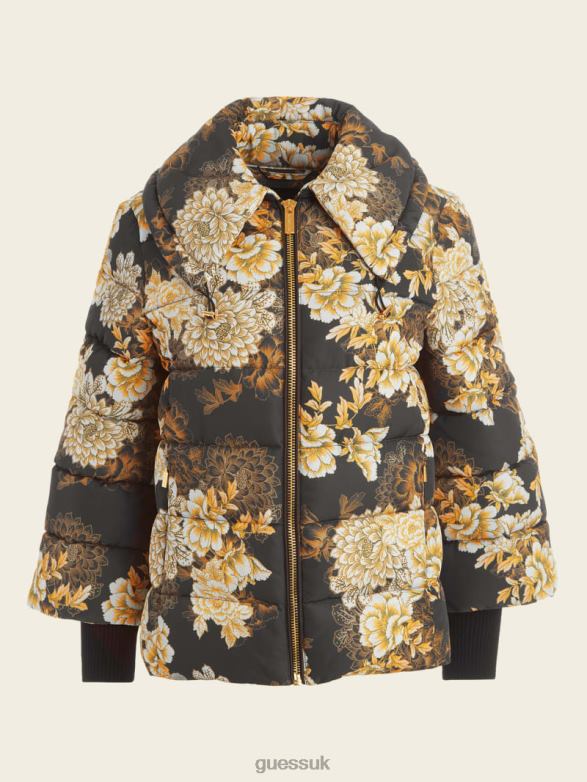 GUESS Women Sharon Puffer Jacket After Dark Floral Print Apparel V28V61946