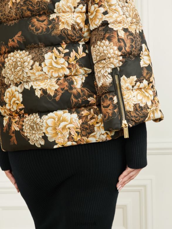 GUESS Women Sharon Puffer Jacket After Dark Floral Print Apparel V28V61946