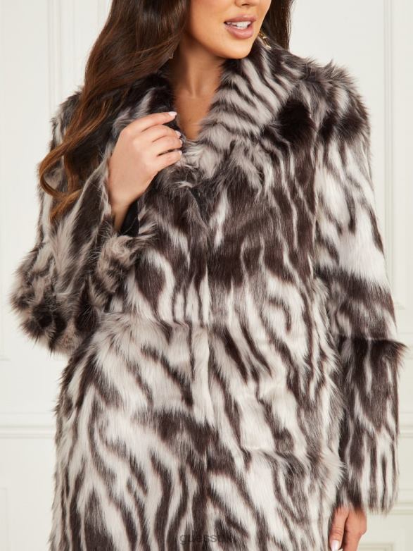 GUESS Women Smoke and Mirrors Faux-Fur Coat Smoke And Mirrors Abstrac Apparel V28V61888