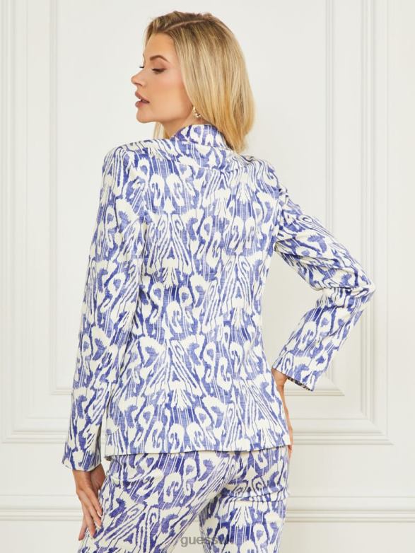 GUESS Women Substance Blazer Substance Blue Print Apparel V28V61745
