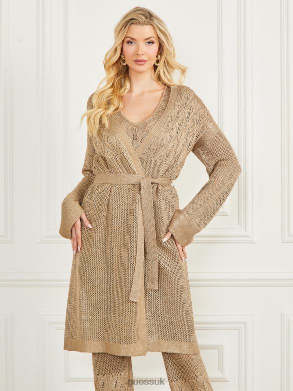 GUESS Women Whitney Long Sweater Cardigan English Cake Multi Apparel V28V61807