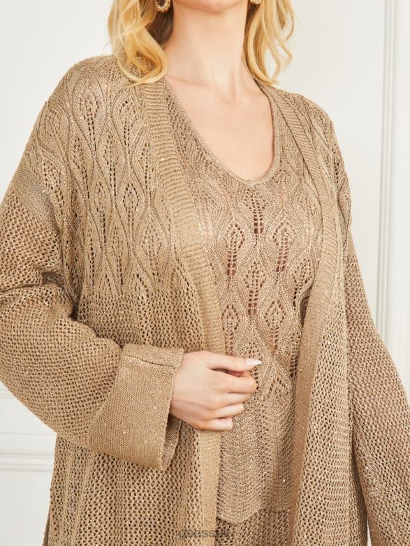 GUESS Women Whitney Long Sweater Cardigan English Cake Multi Apparel V28V61807