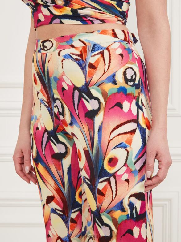 GUESS Women Anise Flared Pant Wonderland Print Apparel V28V62082